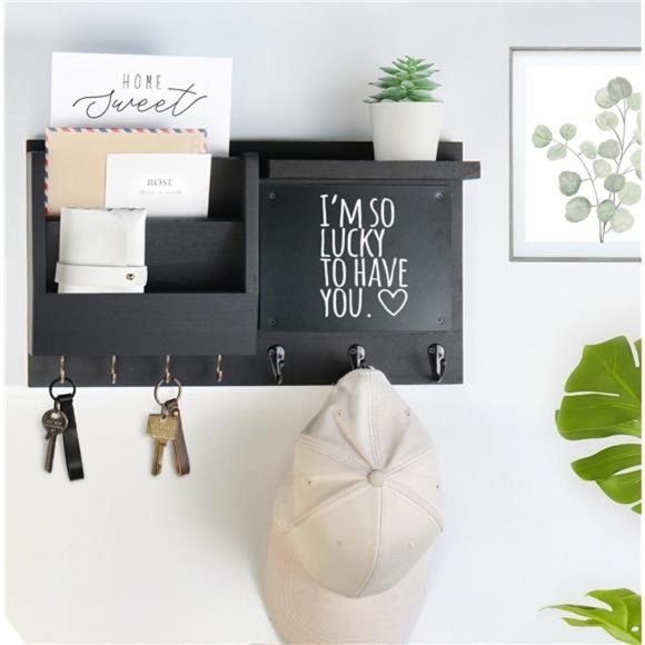 Key Holder for Wall-Mail Holder Organizer Wall Mount with Shelf-Hanging Key Rack - Picture 5 of 7